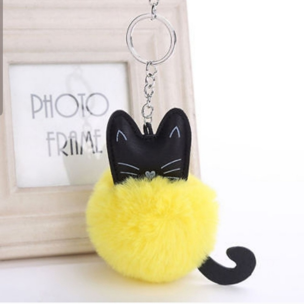 Yellow Pompom Kitty Keychain